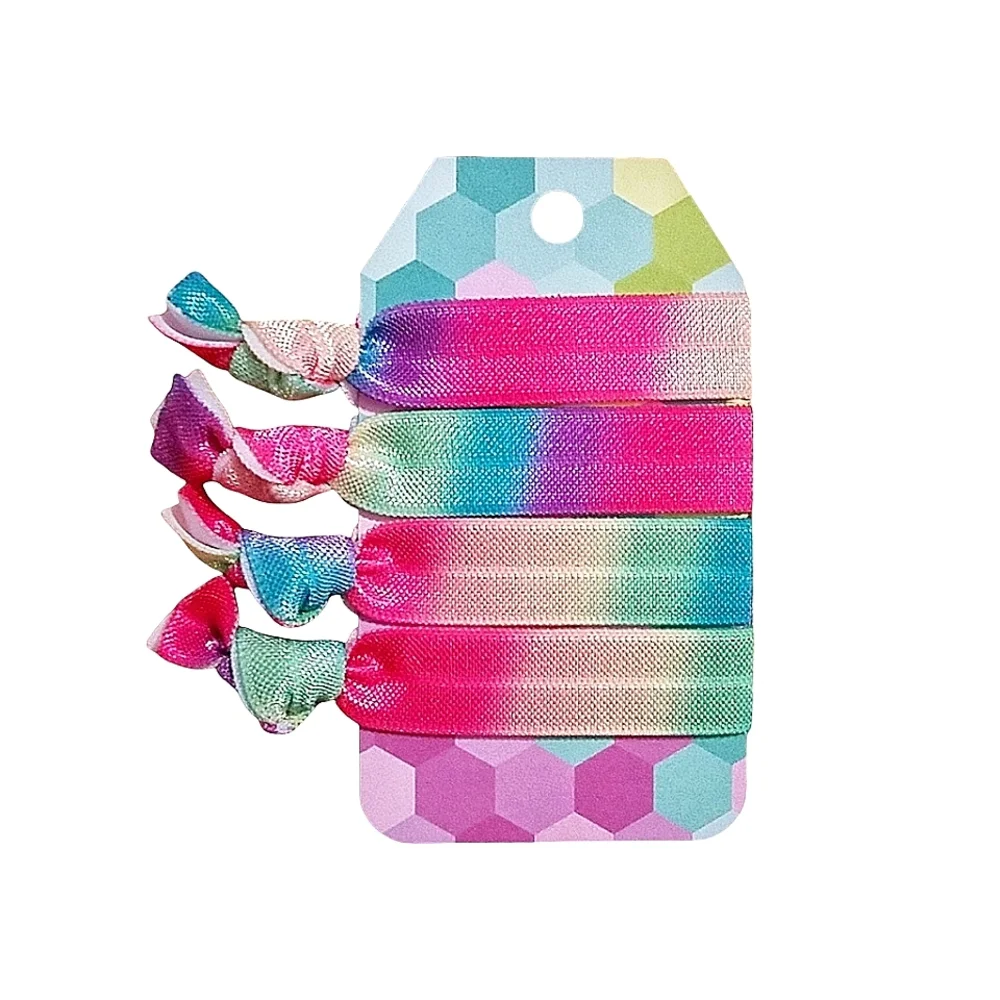 Rainbow Tie Dye 4-Pack Handmade No Crease FOE Elastic Hair Ties